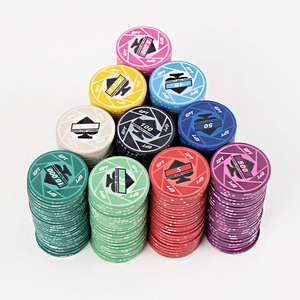 YH 100pcs 300pcs 500pcs 39mm Ceramic EPT Texas Poker Chips Gambling Game Chips Poker Set With Aluminum box