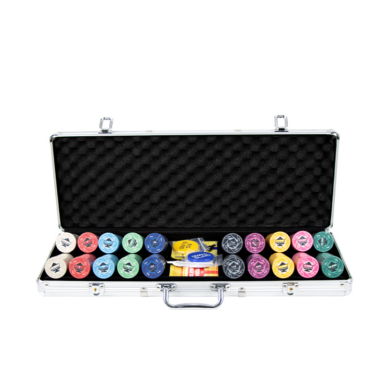 YH 100pcs 300pcs 500pcs 39mm Ceramic EPT Texas Poker Chips Gambling Game Chips Poker Set With Aluminum box