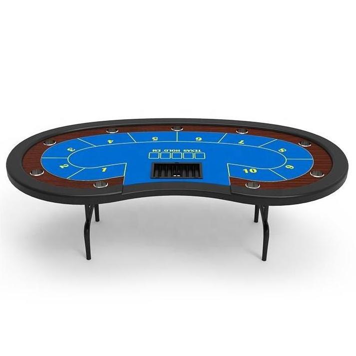 YH 96inch Gambling Professional Oval European Poker Tour Match Folding Legs Texas Holden Poker Table With Dealer Tray