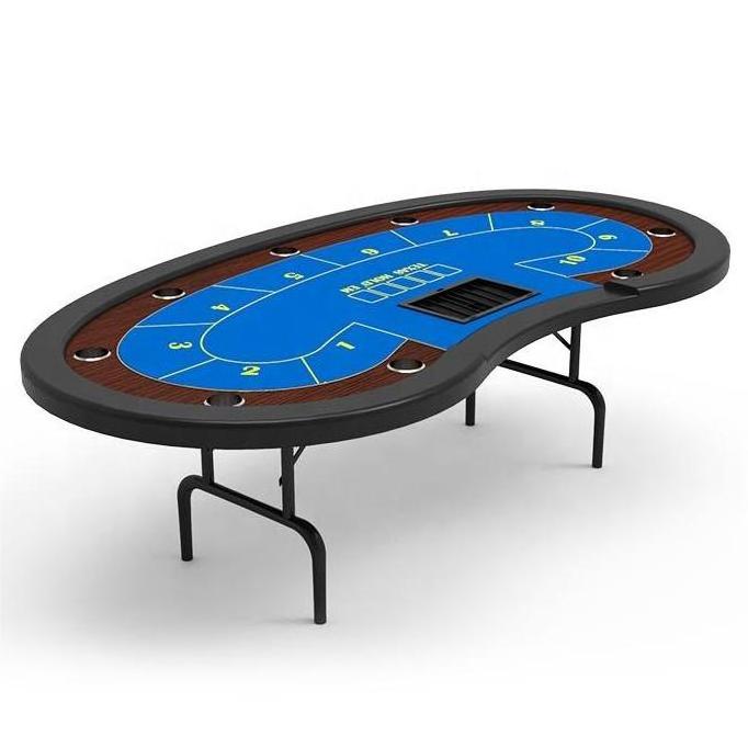 YH 96inch Gambling Professional Oval European Poker Tour Match Folding Legs Texas Holden Poker Table With Dealer Tray