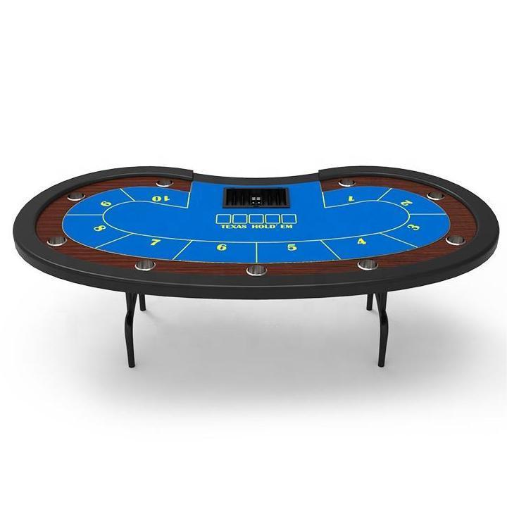 YH 96inch Gambling Professional Oval European Poker Tour Match Folding Legs Texas Holden Poker Table With Dealer Tray