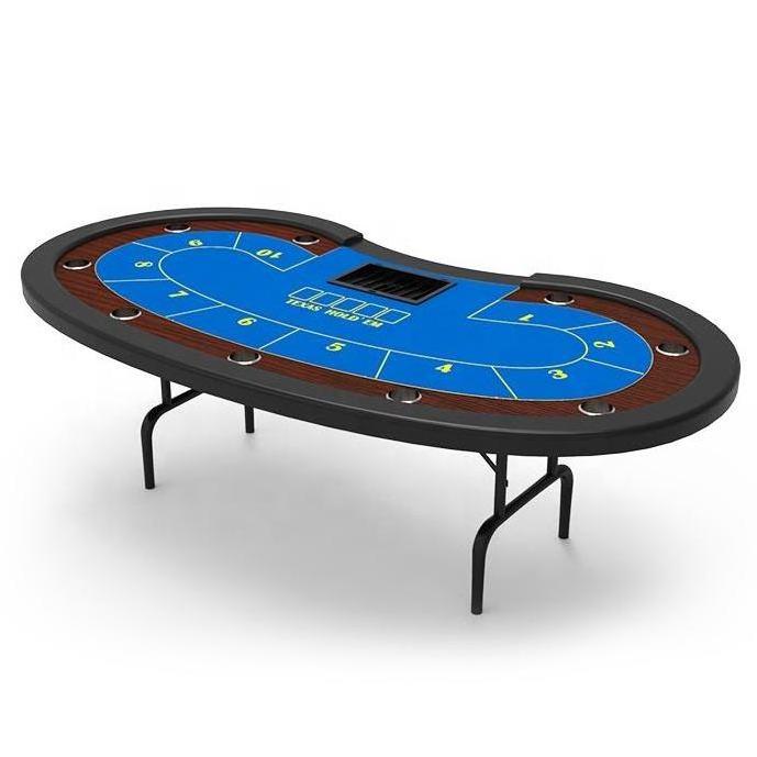 YH 96inch Gambling Professional Oval European Poker Tour Match Folding Legs Texas Holden Poker Table With Dealer Tray