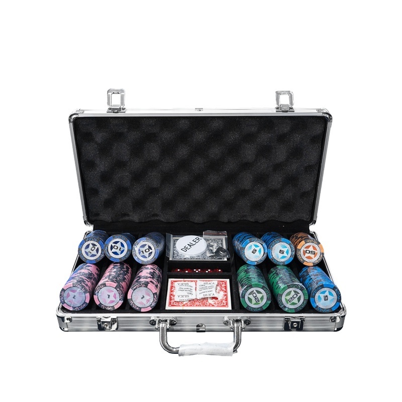 YH 300pcs Wholesale 14g Clay Custom Design Playing Poker Monte Carlo Casino Poker Chips Set With Case