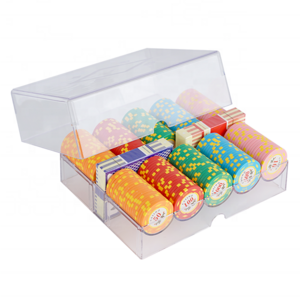 YH 45MM 200pcs Wholesale Gambling Table Accessories Chips Holder Clear Acrylic Poker Chips Case