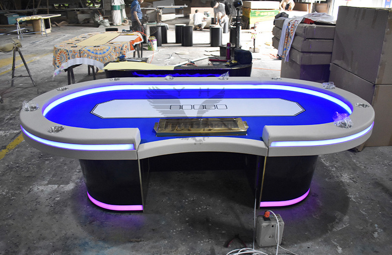 YH 102inch 10 Players High Quality Led Poker Table De Poker Professionnel Casino Texas Hold'Em Poker Tables