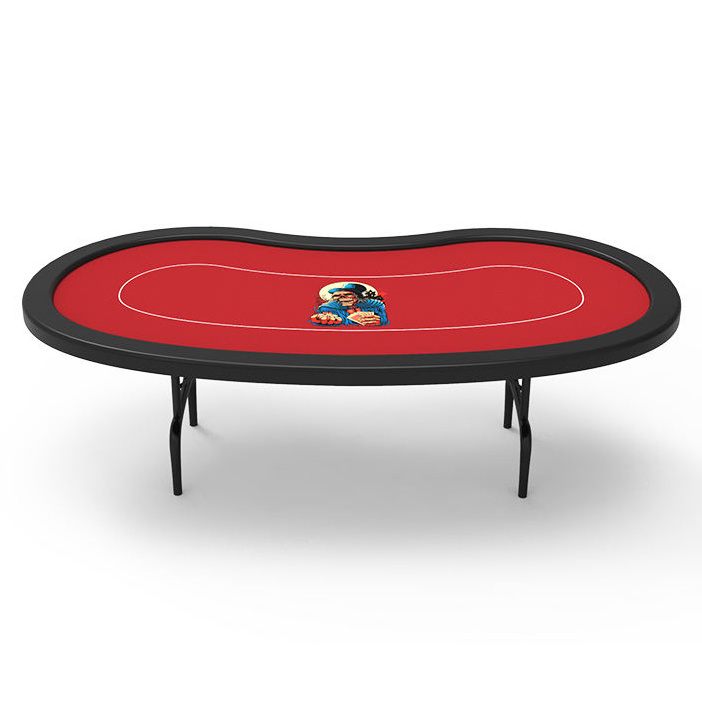 YH Cheap Price Casino Custom Table Top Bean Shaped Unlimited Texas Holden Poker Table With Folding Legs