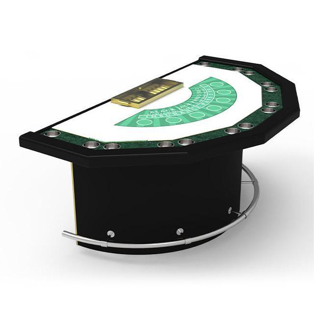 YH Level Semicircle Polygon Table Top Blackjack Poker Table With Foot Rest Cup Holders Chip Trays