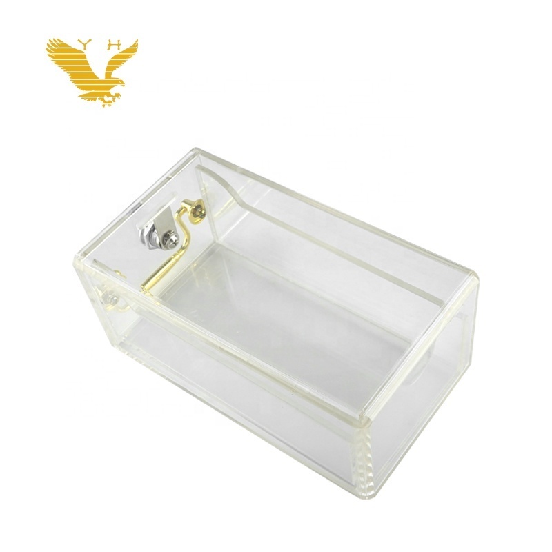 YH Casino 8 Decks Acrylic Clear Security Box Playing Cards Discard Holder with Metal Lock