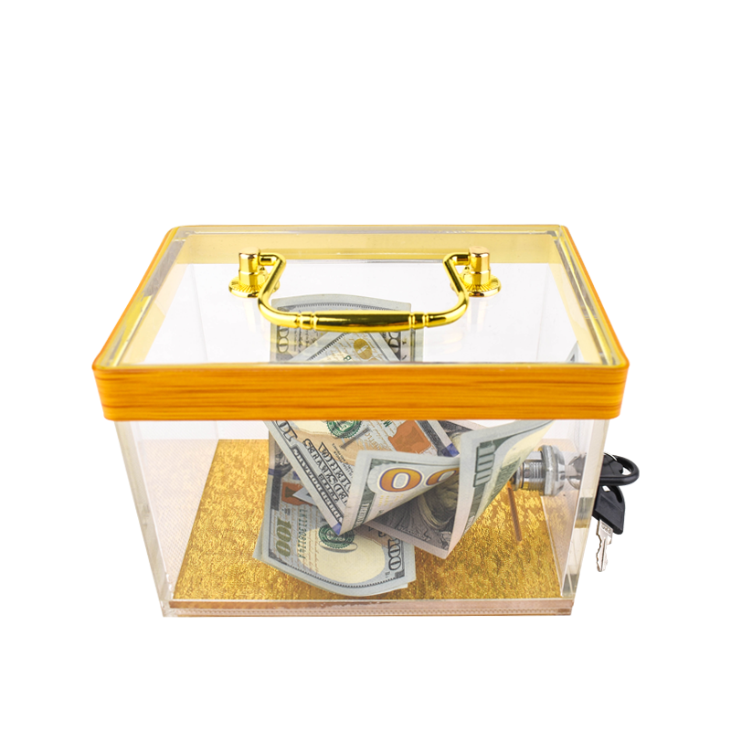 YH Golden Casino Tip Box Acrylic High Quality Cash Box With Lock