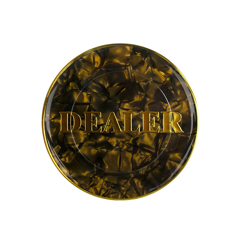 YH 60mm New Design Dealer Button Acrylic Golden Bronzing Poker Dealer For Sale Customized Dealer Button