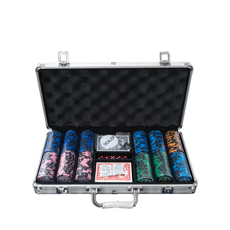 YH 500pcs Casino Style Plaque Poker Chips Clay Wheat Ears Chip Set With Aluminum Case