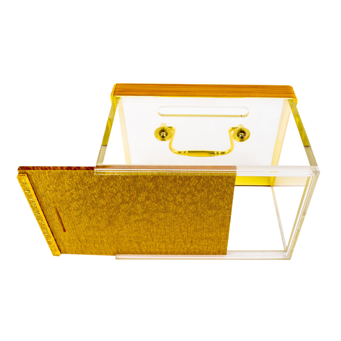 YH Golden Bottom Tip Case Casino Acrylic Drop Box Cash Tip Box With Lock