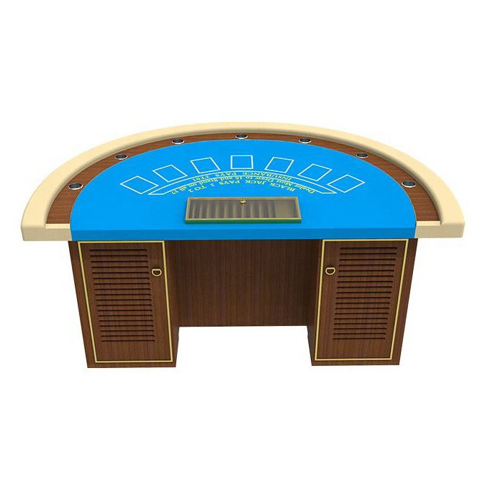 YH Exquisite 7 Persons Three Card Poker Table High Standard Solid Wood Semicircle Blackjack Poker Table