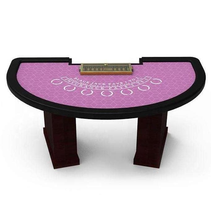 YH 96 Inches Casino Pink Gambling Tables Customized Antique Poker Table Wood Black Jack Blackjack Table