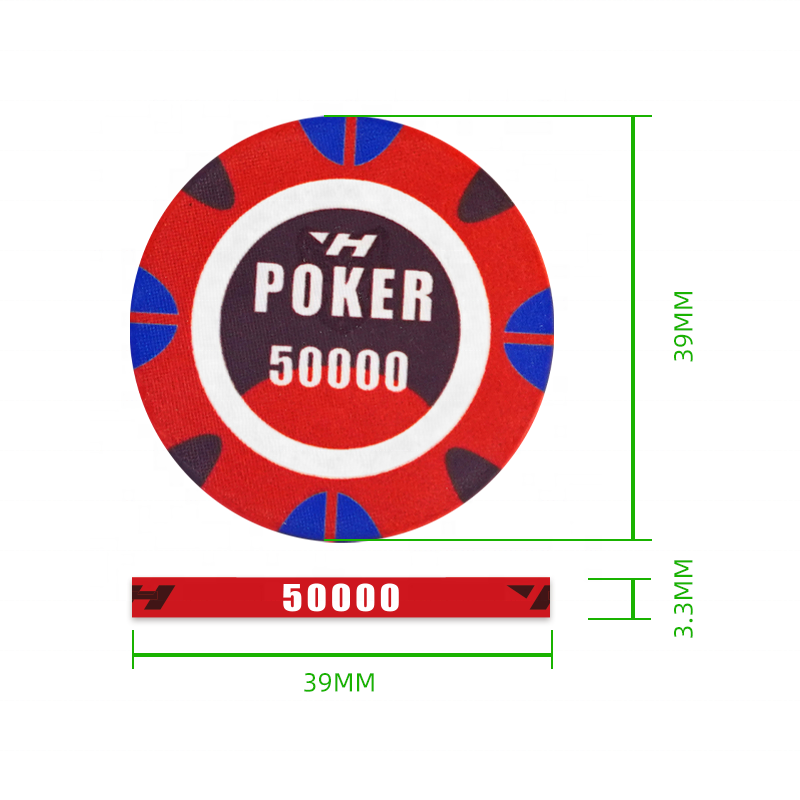 YH 39mm Factory Price Customized Ceramics Poker Chips EPT Ceramics Dices Chips With Case