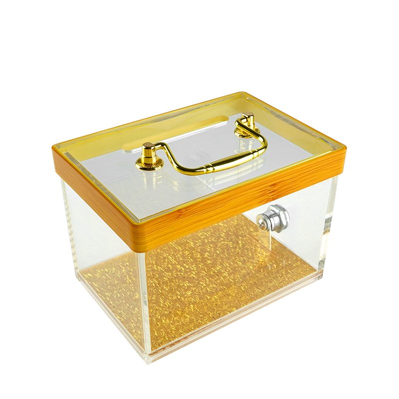 YH Golden Casino Tip Box Acrylic High Quality Cash Box With Lock