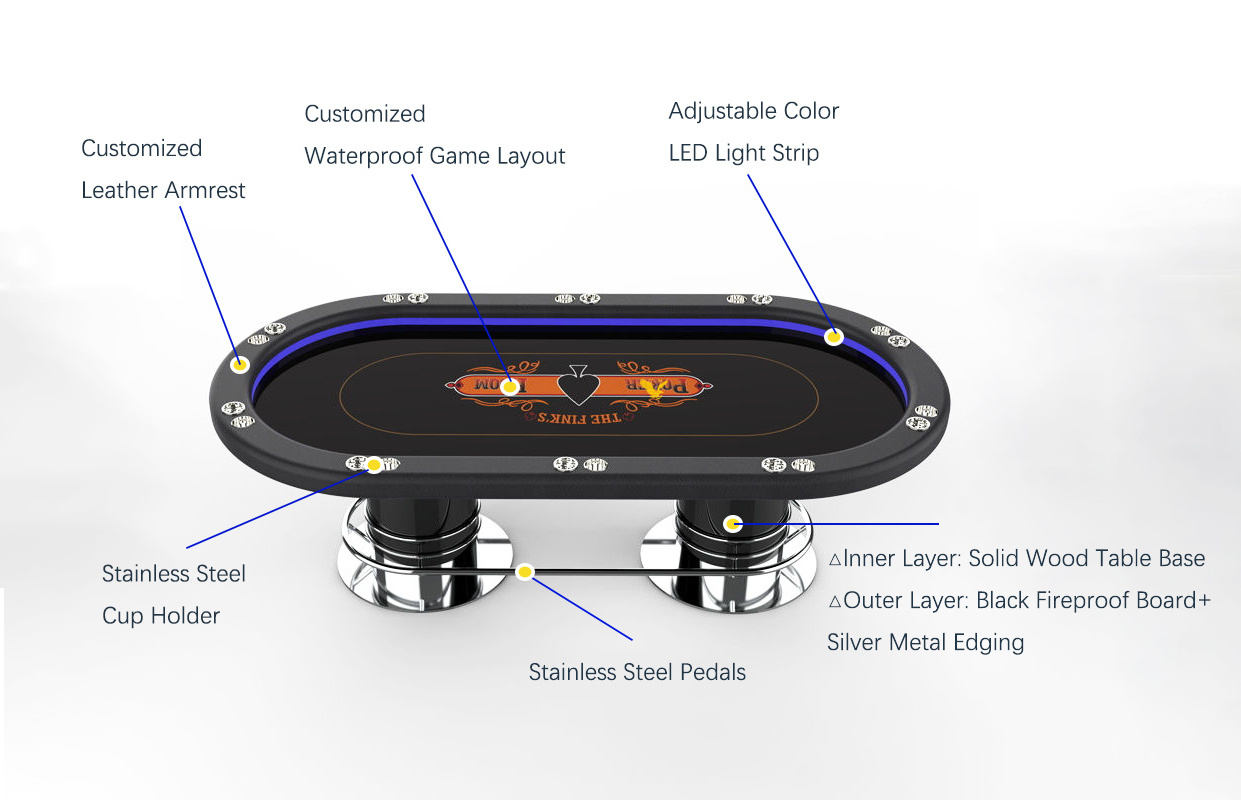 YH 10 Person Solid Wood Casino Poker Table Texas Holdem's Gambling Poker Table