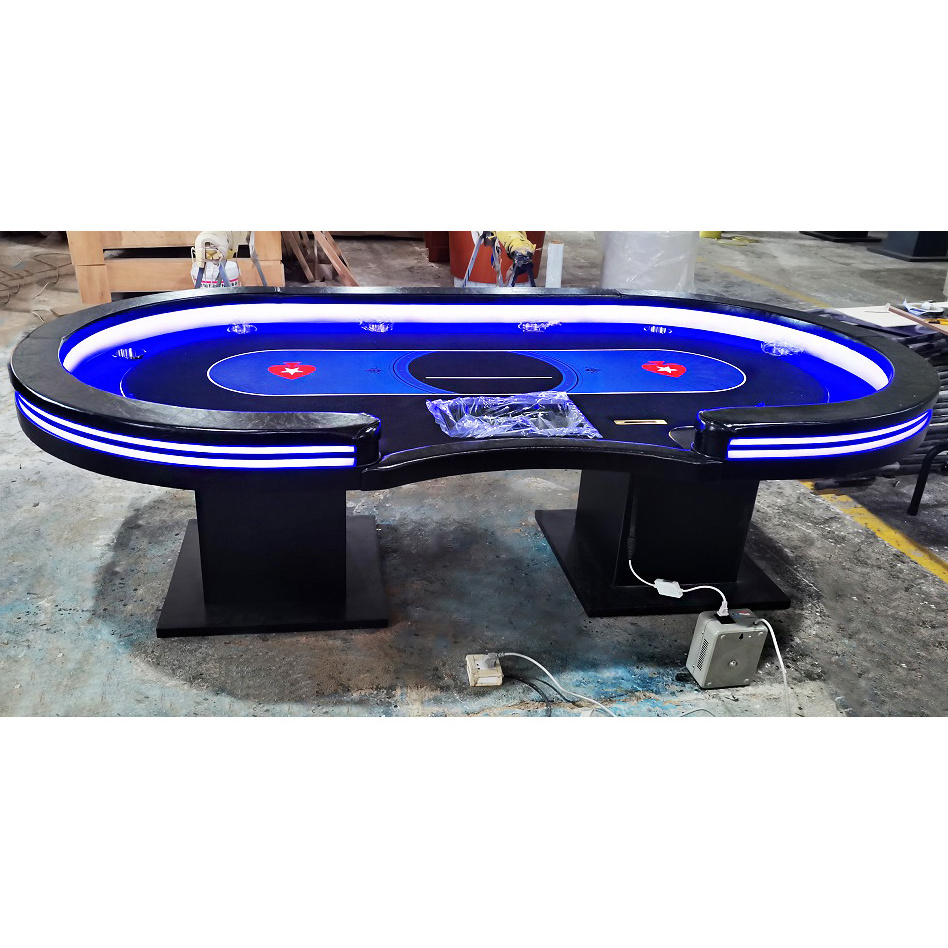 YH Luxury Wooden Mesa De Poker Table Led Gambling Tables Game Texas Holden Poker Table Pokertafel