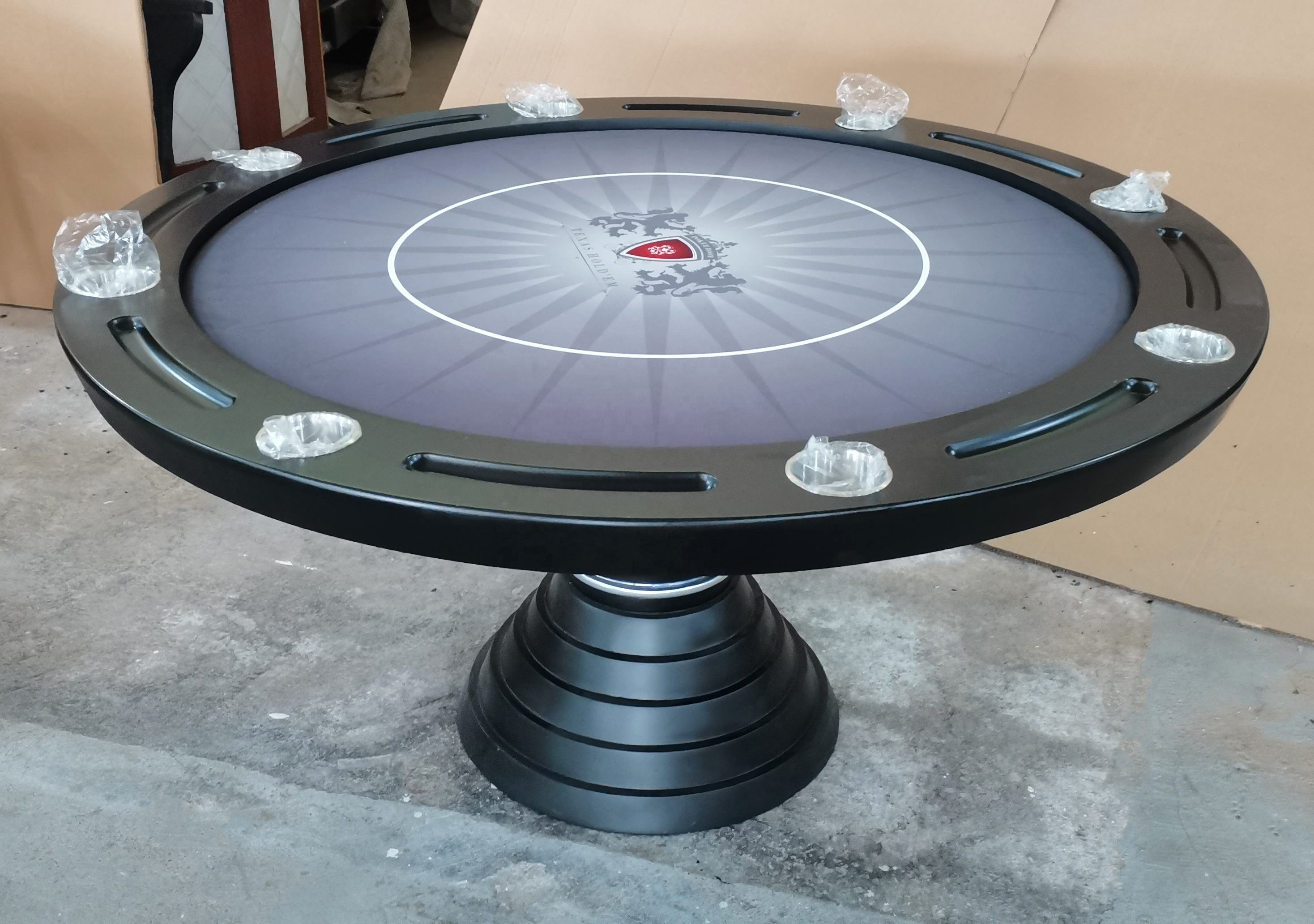 YH 52inch Casino Round Poker Table Hourglass Legs European Style Texas Holden MIni Gambling Poker Table With Water Cups