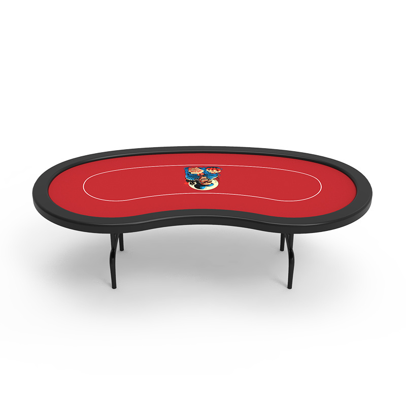 YH Cheap Price Casino Custom Table Top Bean Shaped Unlimited Texas Holden Poker Table With Folding Legs