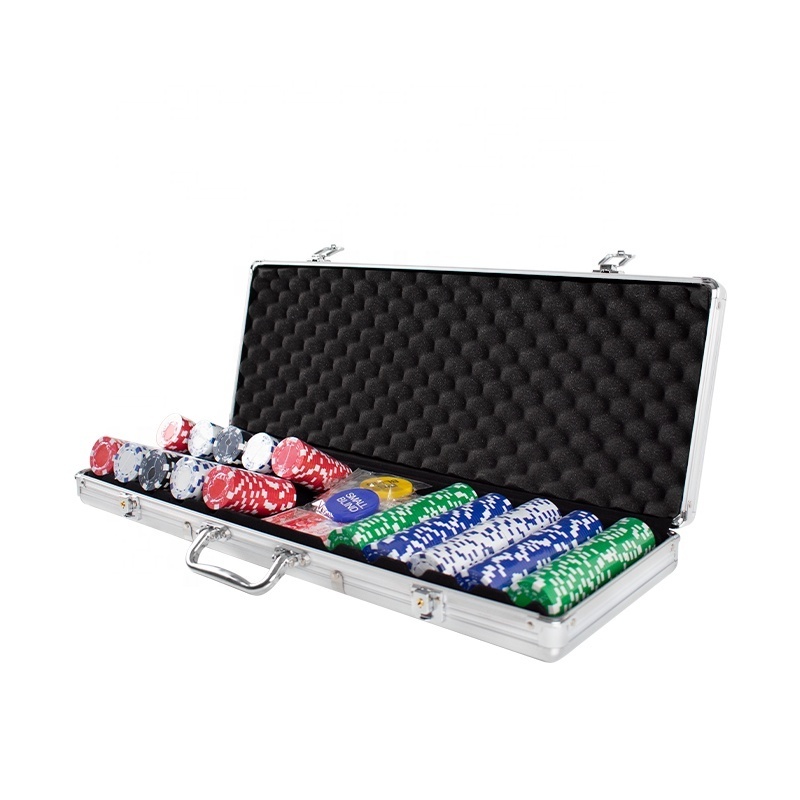 YH 500pcs/set ABS Gambling 11.5G Casino Blank Poker Chips Mix 5 Color Texas Poker Chips Set With Case