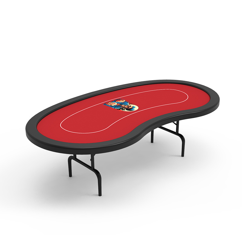 YH Cheap Price Casino Custom Table Top Bean Shaped Unlimited Texas Holden Poker Table With Folding Legs