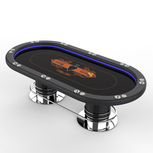 YH 10 Person Solid Wood Casino Poker Table Texas Holdem's Gambling Poker Table