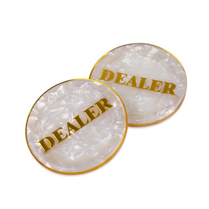 YH 60mm New Design Dealer Button Acrylic Golden Bronzing Poker Dealer For Sale Customized Dealer Button