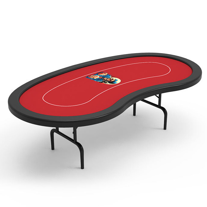 YH Cheap Price Casino Custom Table Top Bean Shaped Unlimited Texas Holden Poker Table With Folding Legs