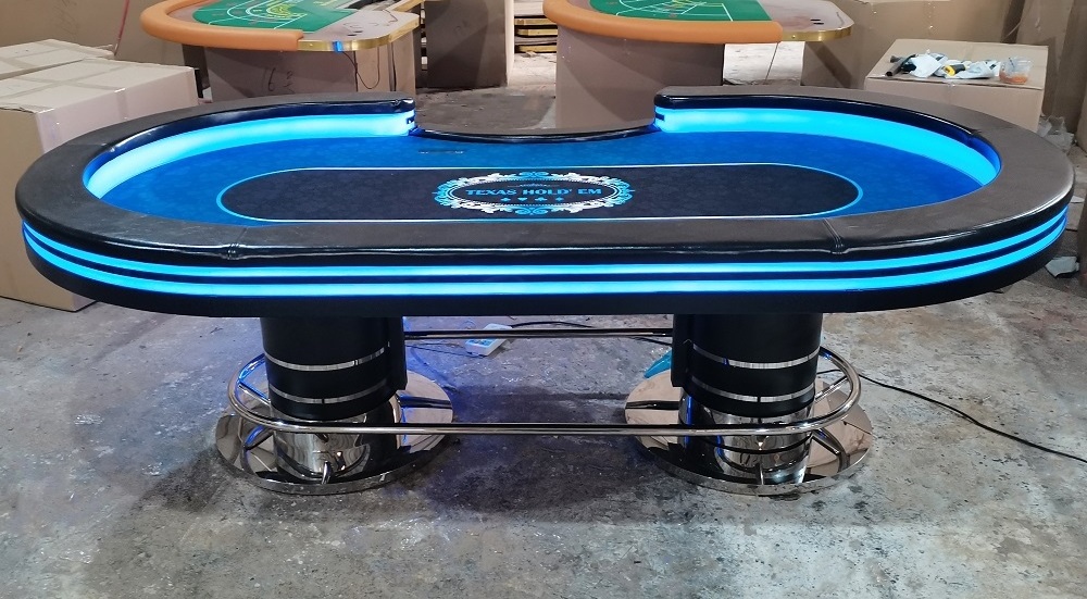 YH 96 Inch High Quality Poker Table Mesa De Poker Profesional Oval Led Texas Holden Poker Table Usb