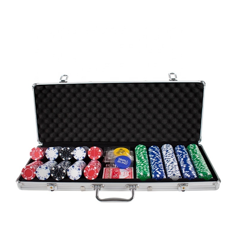 YH 500pcs/set ABS Gambling 11.5G Casino Blank Poker Chips Mix 5 Color Texas Poker Chips Set With Case