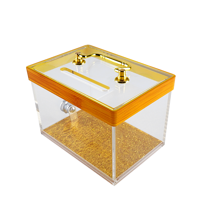 YH Golden Casino Tip Box Acrylic High Quality Cash Box With Lock