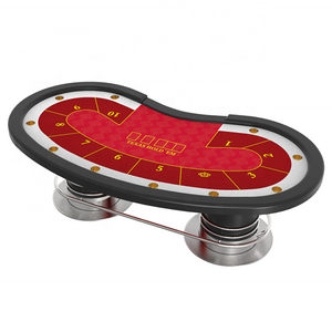 YH Casino High Quality 96 inch Texas Poker Table Gambling Bean Shaped Poker Table With Water Cups