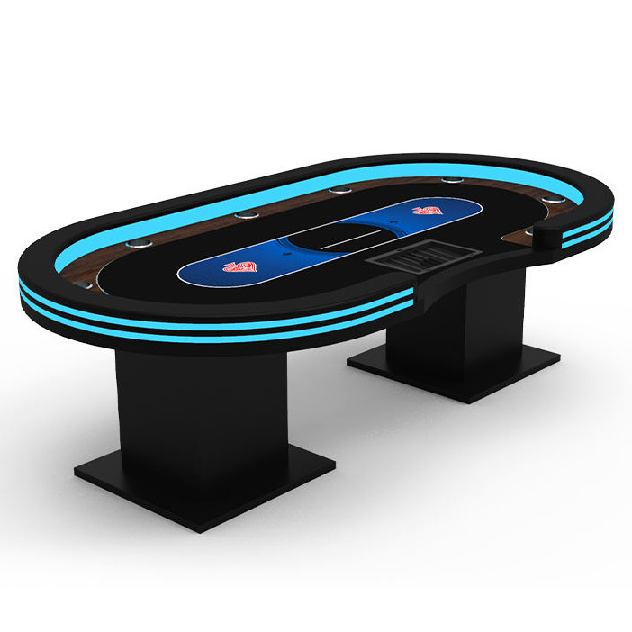 YH Luxury Wooden Mesa De Poker Table Led Gambling Tables Game Texas Holden Poker Table Pokertafel