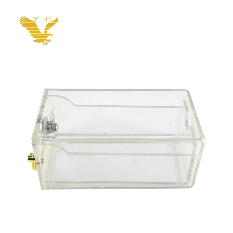 YH Casino 8 Decks Acrylic Clear Security Box Playing Cards Discard Holder with Metal Lock