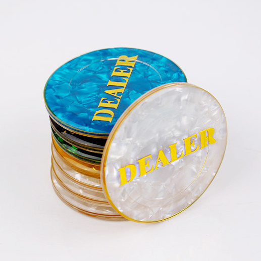 YH Casino Quality Colorful Bigger Golden Printing Casino Acrylic Custom Poker Dealer Button For Sale