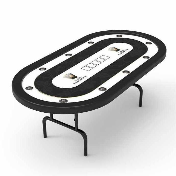 YH Casino Quality Waterproof Oval Texas Poker Table Top With Folding Legs For Gambling