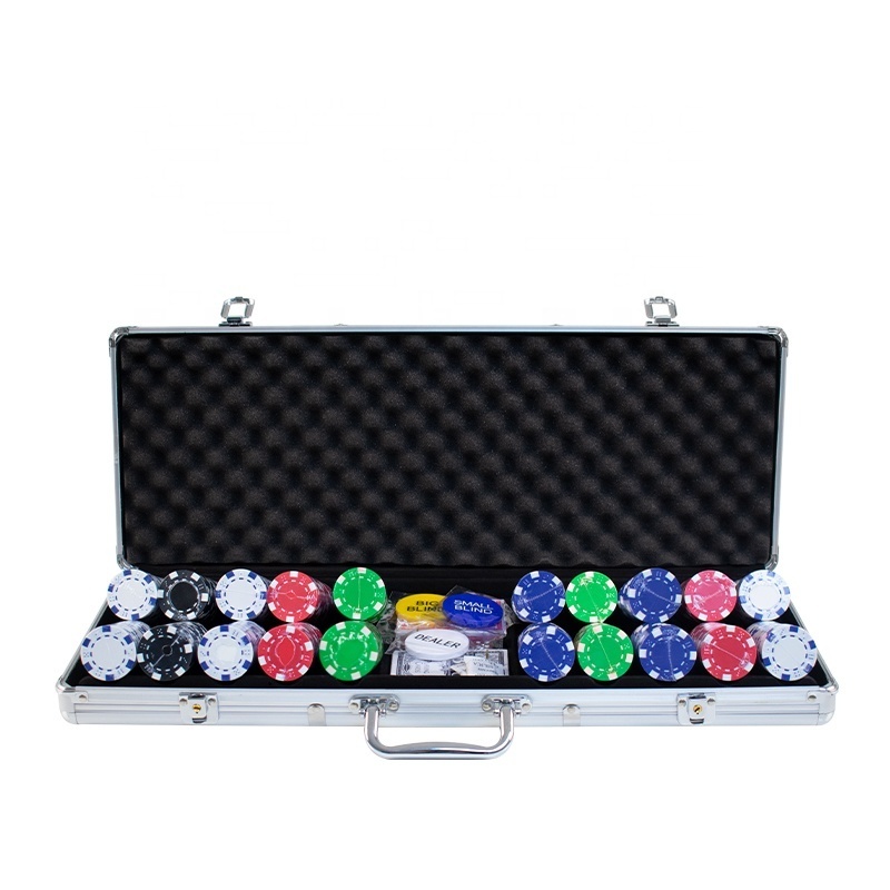 YH 500pcs 11.5g Wholesale ABS Casino Poker Chips Mix Colors Blank Poker Chip Set With Aluminium Case