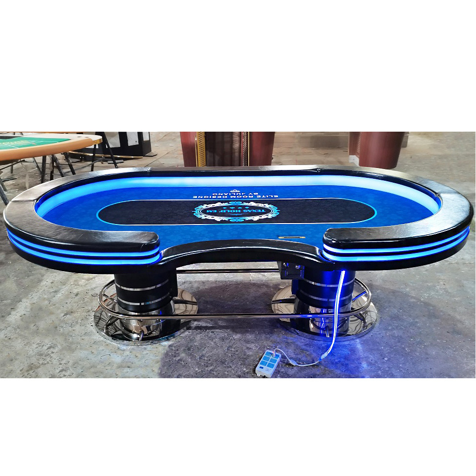 YH Luxury Wooden Casino 96 Inch Gambling 10 Players Led Professional Texas Poker Table De Poker For Sale