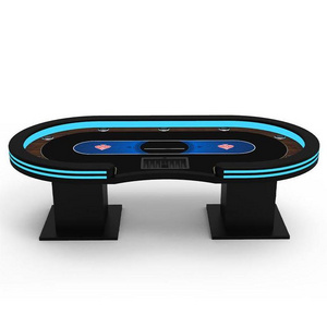 YH Exquisite New Design LED Lighting Texas Poker Table With Runway Water Cup and Chips Tray