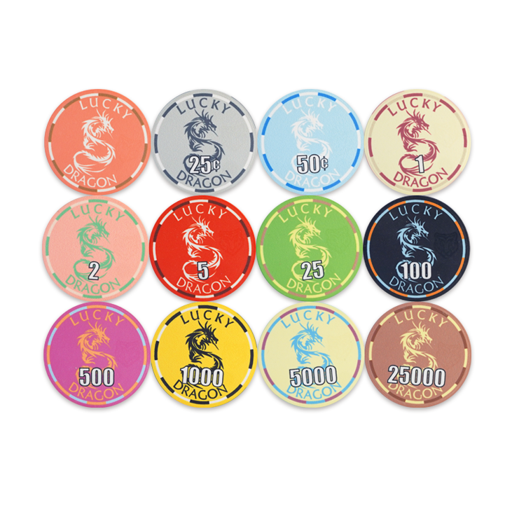 YH Competitive Price Lucky Dragon Gambling Ceramics Poker Chips With Matte Feel