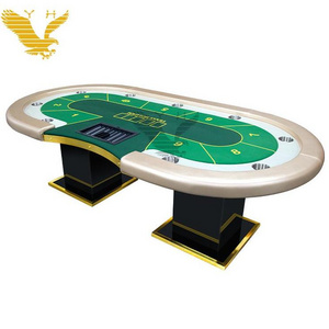 YH 260*140*78cm Luxury Professional Wood Casino Poker Table Occasion 10 Players Seat Table De Poker Professionnel