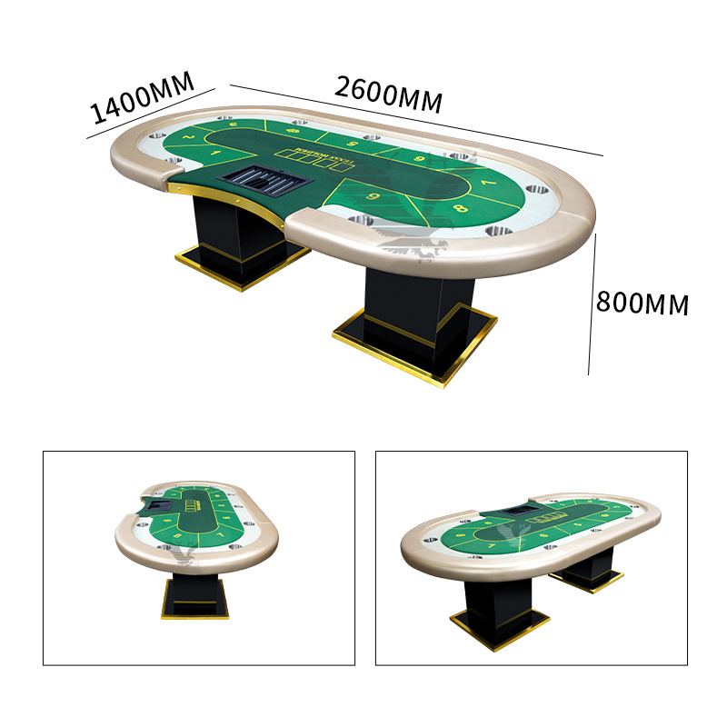 YH 260*140*78cm Luxury Professional Wood Casino Poker Table Occasion 10 Players Seat Table De Poker Professionnel