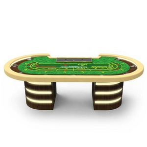 YH 260cm Led Lighting Casino Baccarat Table Customized Table Cloth Baccarat Poker Table With Titanium Chips Tray