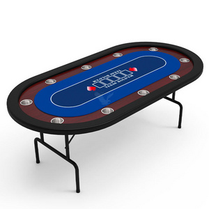 YH  2023 Custom Folding Poker Table 10 Players Cheap Portable Poker Table With Diuble Cups