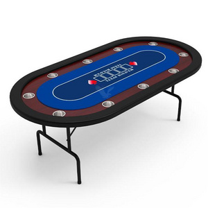 YH High Quality Portable Casino Poker Texas Hold'em Table With Folding Legs Cup Holders