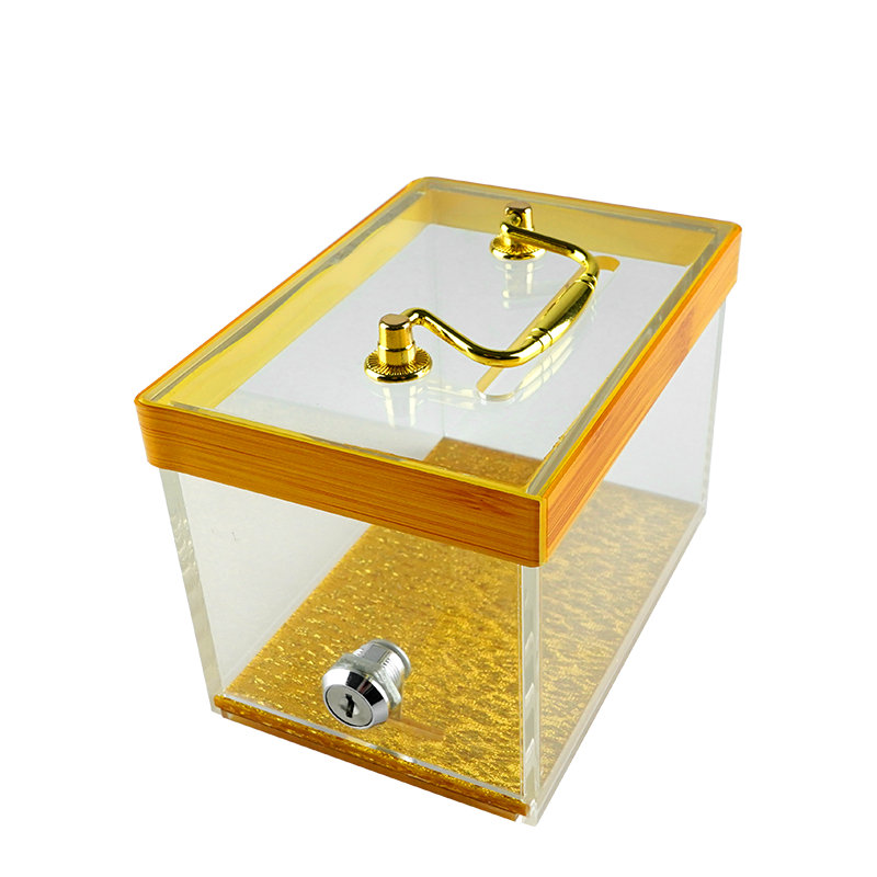 YH Personal Casino Safe Coin Toke Box Golden Luxury Tip Money Cash Box With Lock