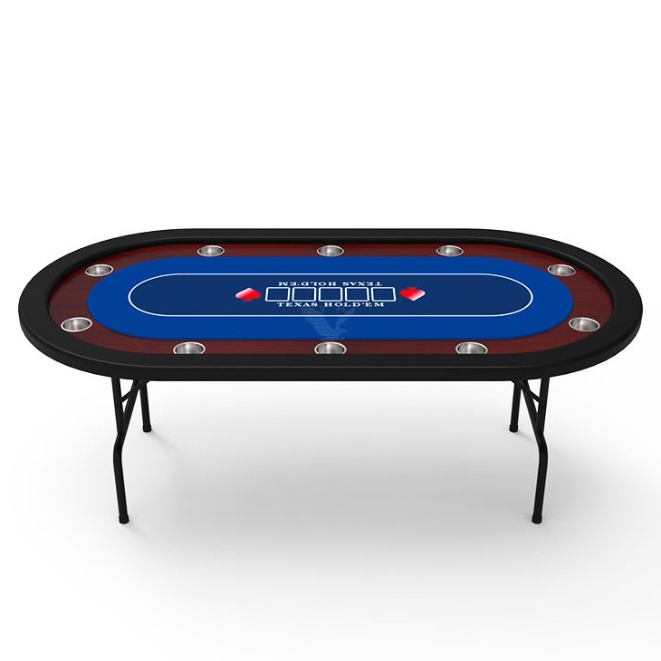 YH  2023 Custom Folding Poker Table 10 Players Cheap Portable Poker Table With Diuble Cups