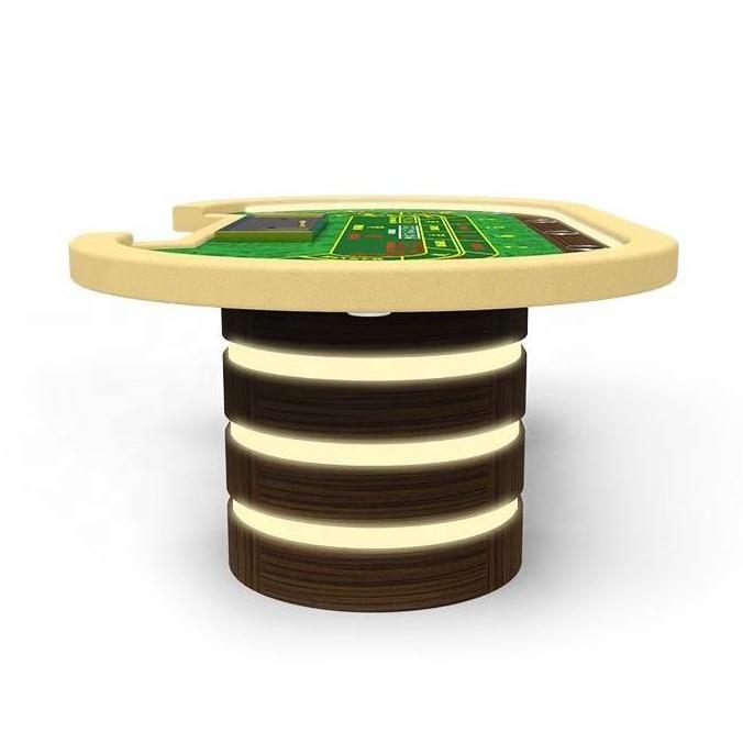 YH 260cm Led Lighting Casino Baccarat Table Customized Table Cloth Baccarat Poker Table With Titanium Chips Tray