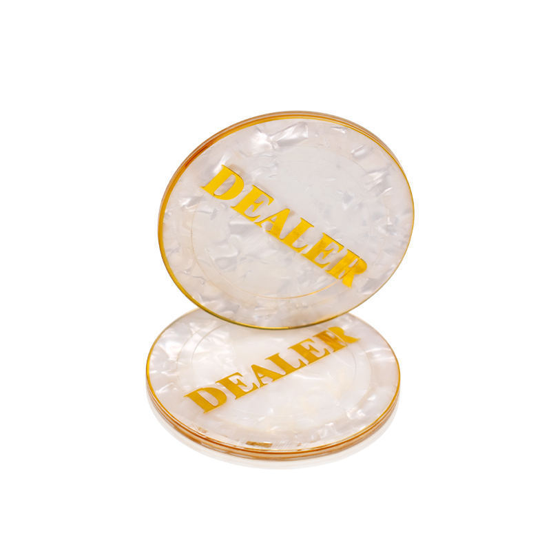 YH Casino Quality Colorful Bigger Golden Printing Casino Acrylic Custom Poker Dealer Button For Sale